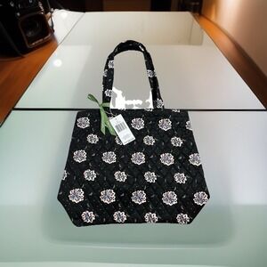 Vera Bradley Tote Black Feathery Bouquets New with Tags